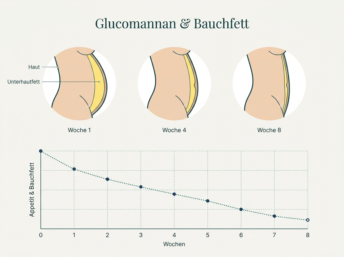 Glucomannan & Bauchfett – Appetit und Bauchfett nehmen über die Wochen ab